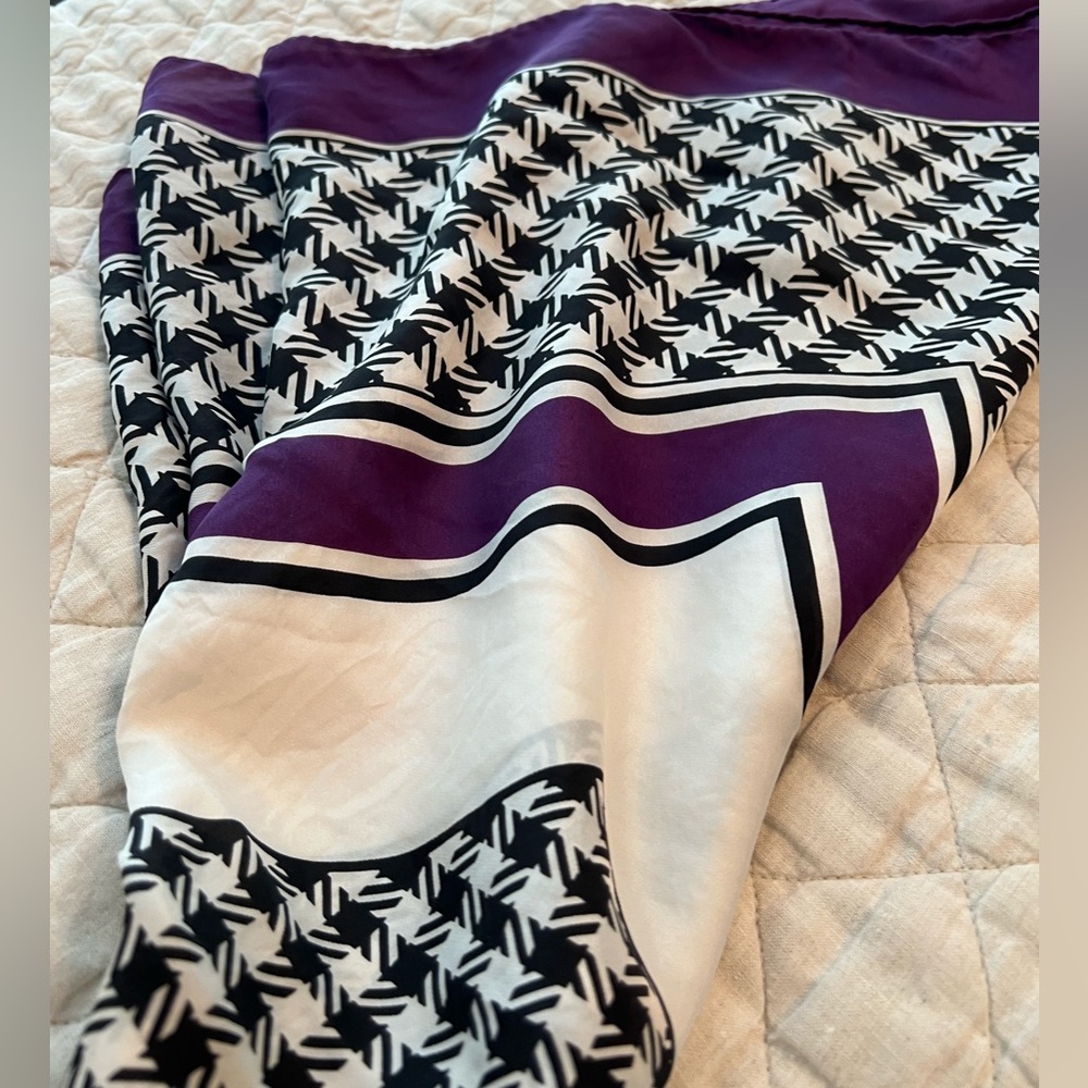 Whbm  Purple and Black Square Scarf